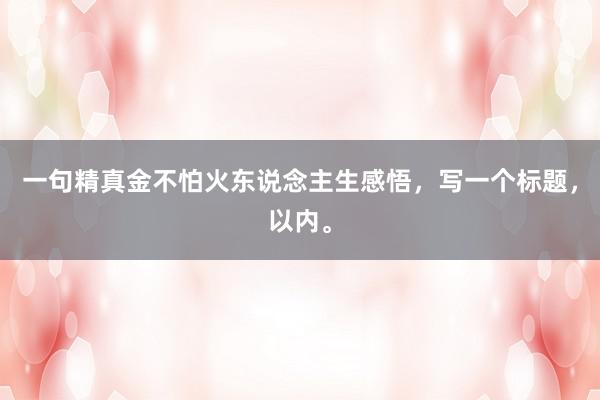 一句精真金不怕火东说念主生感悟,写一个标题,以内。