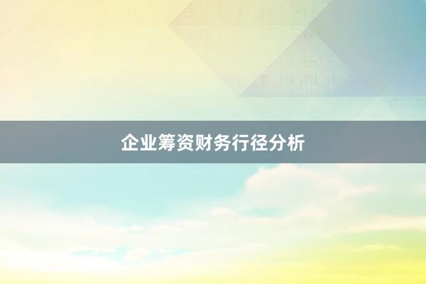企业筹资财务行径分析